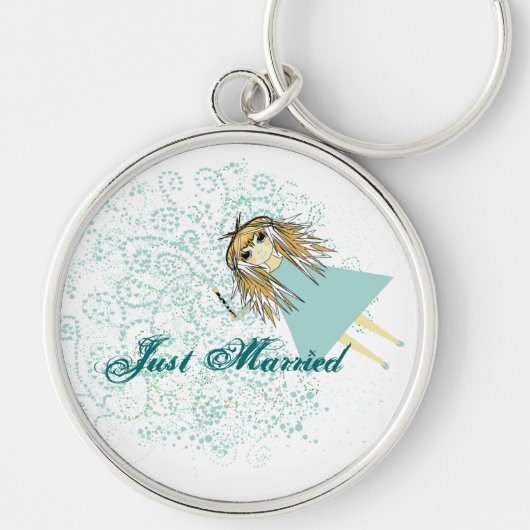 Trouwen, weg met auto Sleutelhangers (Voorkant)