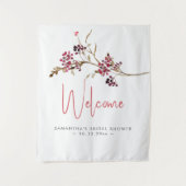 Trouwen Welkom Teken Waterverf Rustieke Bessen Wandkleed (Voorkant)