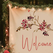 Trouwen Welkom Teken Waterverf Rustieke Bessen Wandkleed
