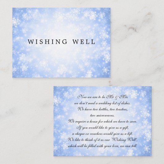 Trouwen Wens Goed Blauw Winter Wonderland Informatiekaartje (Voorkant / Achterkant)