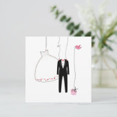 Trouwen wenskaart met huwelijkssymbolen kaart (Staand voorkant)