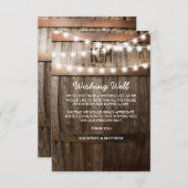 Trouwen Wishing Well Rustic Country Barrel Informatiekaartje (Voorkant / Achterkant)