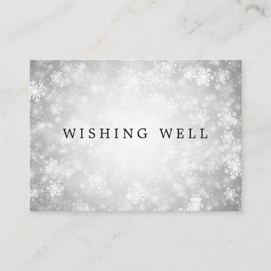 Trouwen Wishing Well Zilveren Winter Wonderland Informatiekaartje (Voorkant)