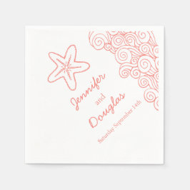 Trouwen zee ster wervelende koraal wit papier serv servetten