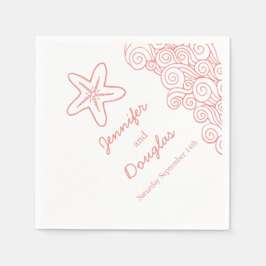Trouwen zee ster wervelende koraal wit papier serv servetten (Voorkant)