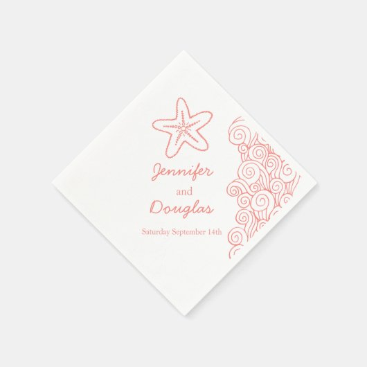 Trouwen zee ster wervelende koraal wit papier serv servetten (Hoek)