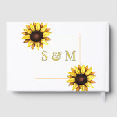 Trouwen Zonnebloem Bloemen Wit Gastenboek (Achterkant)