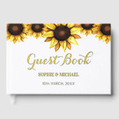 Trouwen Zonnebloem Bloemen Wit Gastenboek (Voorkant)