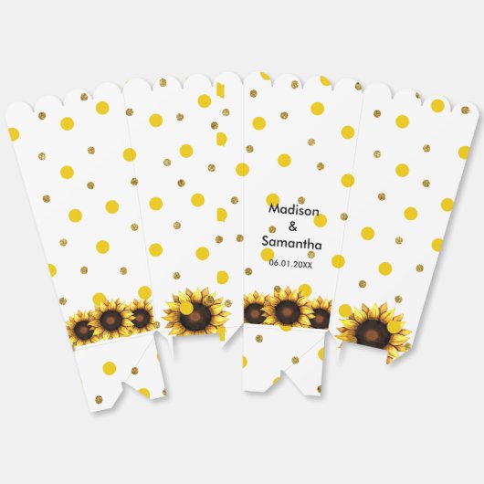 Trouwen Zonnebloem Geel Wit Bedankdoosjes (Ongevouwen)