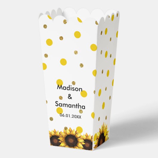 Trouwen Zonnebloem Geel Wit Bedankdoosjes (Voorkant)