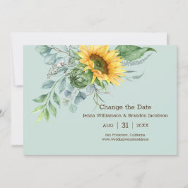 Trouwen Zonnebloem Rustiek Verander de datum Groen Save The Date