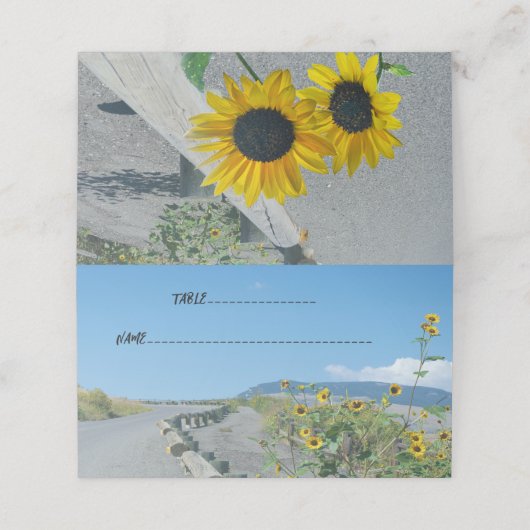Trouwen zonnebloemen samen westerne bergweg plaatskaartje (Buitenkant ongevouwen)