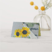 Trouwen zonnebloemen samen westerne bergweg plaatskaartje (Achterkant)