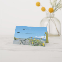 Trouwen zonnebloemen samen westerne bergweg plaatskaartje