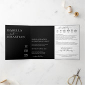 Trouwen Zwart Alles in één set vriendelijk antwoor Drieluik Uitnodiging (Binnen)