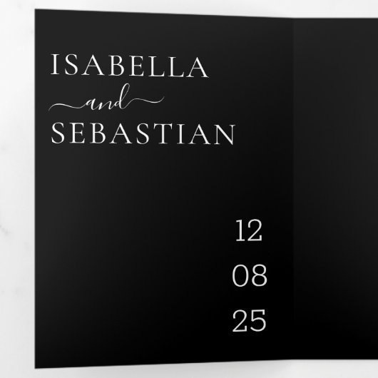 Trouwen Zwart Alles in één set vriendelijk antwoor Drieluik Uitnodiging (Binnenzijde eerst)