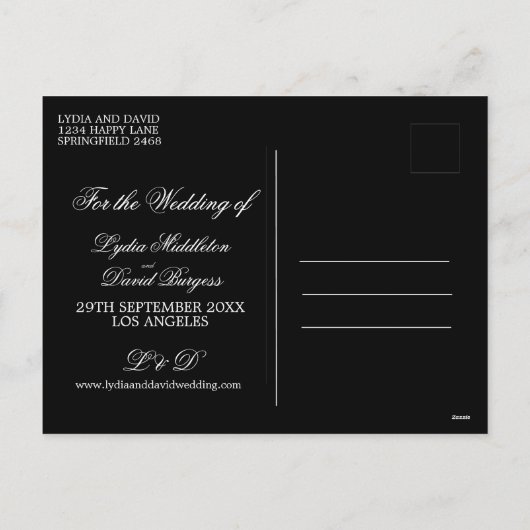Trouwen Zwart Foto Wit Bewaar de datum Feestdagenkaart (Achterkant)