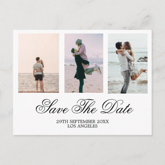 Trouwen Zwart Foto Wit Bewaar de datum Feestdagenkaart (Voorkant)