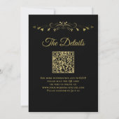 Trouwen Zwart & Goud QR-code & Foto Bruiloft Kaart (Achterkant)