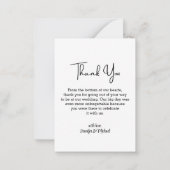 Trouwen zwart-wit foto Dank u kaart Notitiekaartje (Achterkant)
