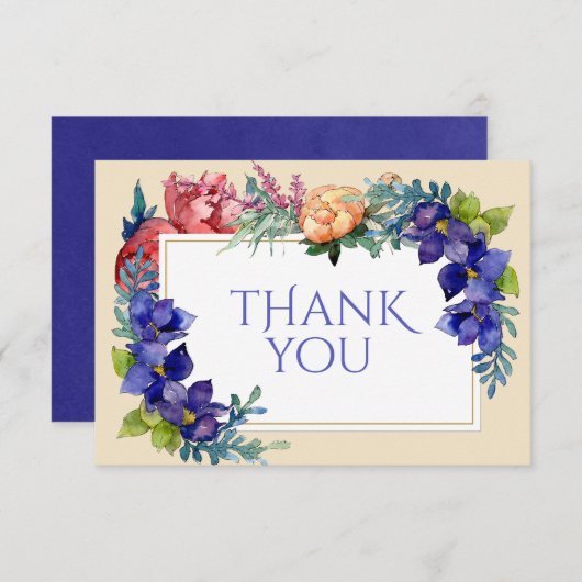 TrouwenDank u Kaarten Geluk Waterverf Bloemen RSVP Kaartje (Voorkant / Achterkant)