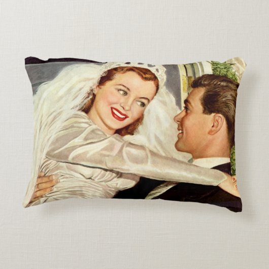 Trouwende bruid en bruidegom accent kussen (Achterkant)