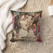 Trouwende bruid en bruidegom die de taart aansnijd kussen (Deken)