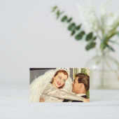 Trouwende bruid en bruidegom, gelukkig bruidspaar informatiekaartje (Staand voorkant)