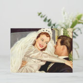 Trouwende bruid en bruidegom, gelukkig paar aankondiging (Staand voorkant)