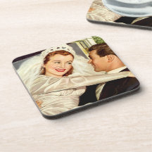 Trouwende bruid en bruidegom in vintage stijl, gel
