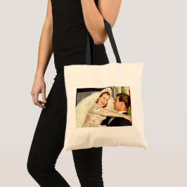 Trouwende bruid en bruidegom in vintage stijl, gel tote bag