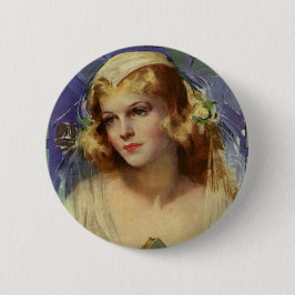 Trouwende bruid met Bijbel, Religieuze Huwelijk Ronde Button 5,7 Cm