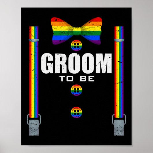Trouwende Bruidegom Gay Lgbtq Pride Regenboog Vlag Poster (Voorkant)
