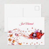 Trouwende bruidspaar waterverf aankondigingskaart (Voorkant / Achterkant)