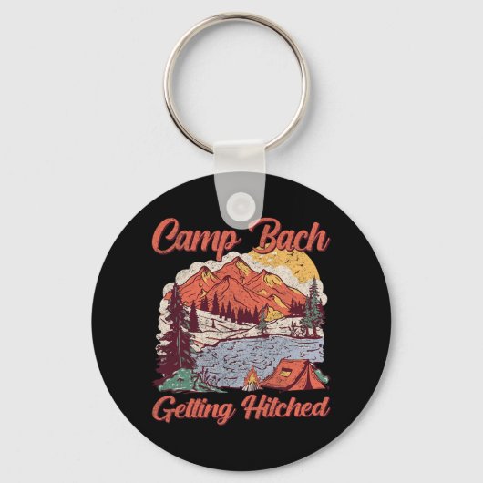 Trouwende Bruidsploeg Vintage Kamp Bruid Sleutelhanger (Voorkant)