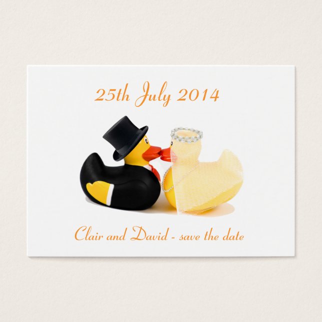Trouwende eenden 2 ... Save the date Visitekaartjes (Voorkant)