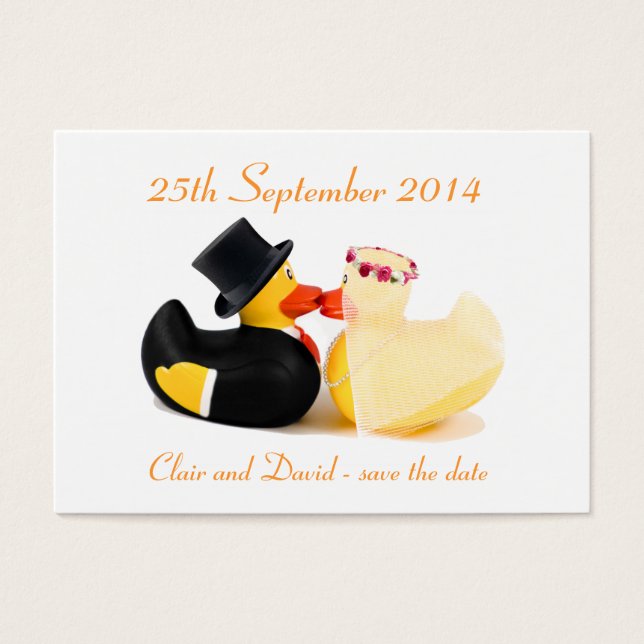 Trouwende eenden 4 ... Save the date Visitekaartjes (Voorkant)