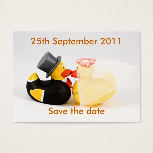Trouwende eenden... Save the date Visitekaartjes (Voorkant)