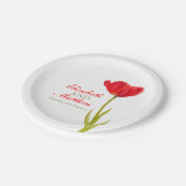 Trouwende enkele rode tulpenkunst genaamd papieren papieren bordje (Gekanteld)