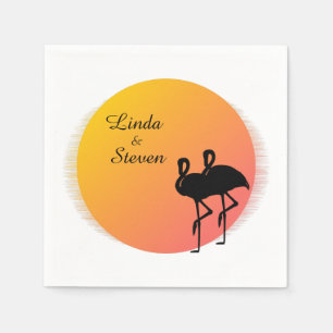 Trouwende flamingo's bij zonsondergang  servet