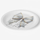 Trouwende Knoop Goud Witte Boog Bruiloft Papieren Bordje (Gekanteld)