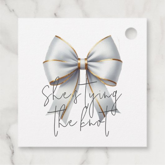 Trouwende knoop Gouden Witte Boog Bruidscadeau Bedankjes Labels (Achterkant)