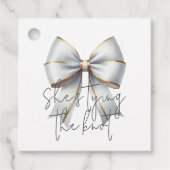 Trouwende knoop Gouden Witte Boog Bruidscadeau Bedankjes Labels (Voorkant)