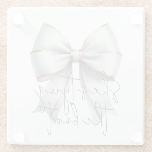 Trouwende Knoop Gouden Witte Boog Bruidsdouche Glazen Onderzetter (Achterkant)