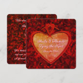 Trouwende Knoop in Verstevigde Rode Hart Rozenblaa Save The Date (Voorkant / Achterkant)