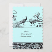 Trouwende Liefde Pauwenvrouwen Zwart Turquoise Bla Kaart (Achterkant)