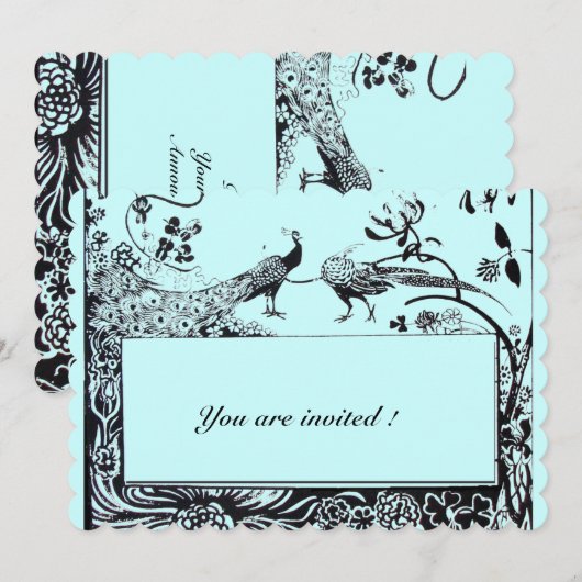 Trouwende Liefde Pauwenvrouwen Zwart Turquoise Bla Kaart (Voorkant / Achterkant)