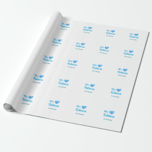Trouwende mevrouw naam toevoegen datum blauwe hart cadeaupapier