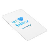 Trouwende mevrouw voeg naam datum toe blauw hart w magneet (Rechterzijde)