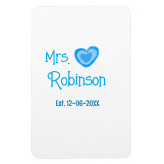 Trouwende mevrouw voeg naam datum toe blauw hart w magneet